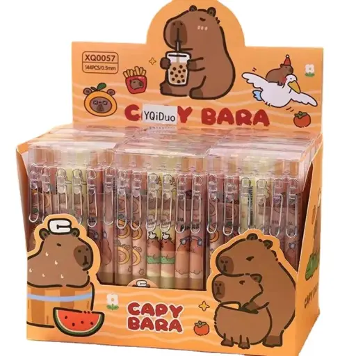 Stylo gel à encre noire Capybara Kawaii Cartoon