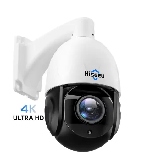 Caméra Hiseeu PTZ de Sécurité Extérieure Réseau CCTV 4K 8MP PoE IP66 avec Zoom Optique 30X, Vision Nocturne HD